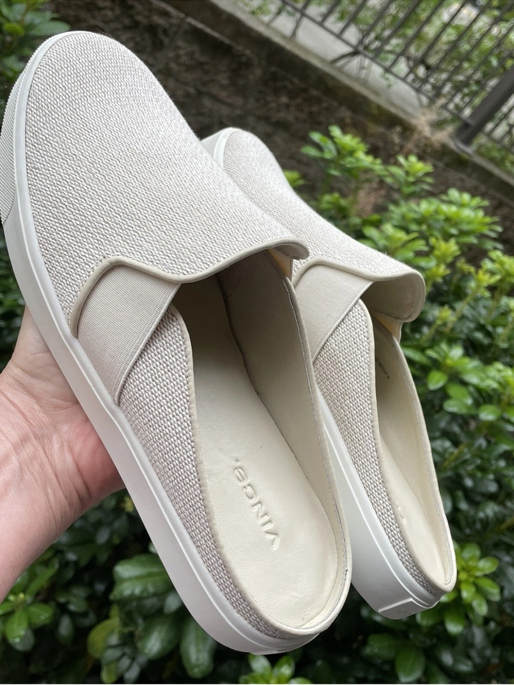Vince Cream Canvas Slip-On Mule Sneakers